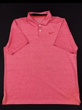 Nike Golf Men's Dri-Fit Polo Shirt Striped Hot Salmon, Size XL