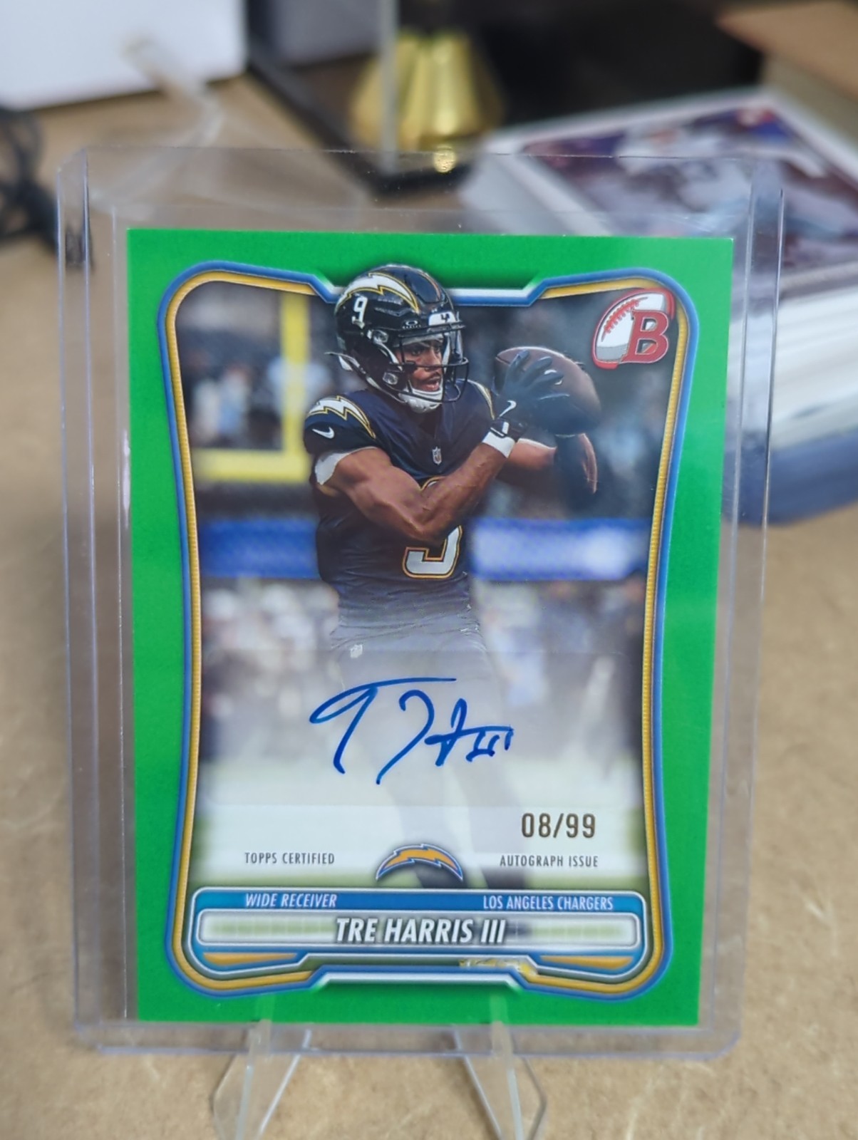 TRE HARRIS III 2026 TOPPS Bowman GREEN AUTO VAR /99 #RA-TH Q3205 Chargers