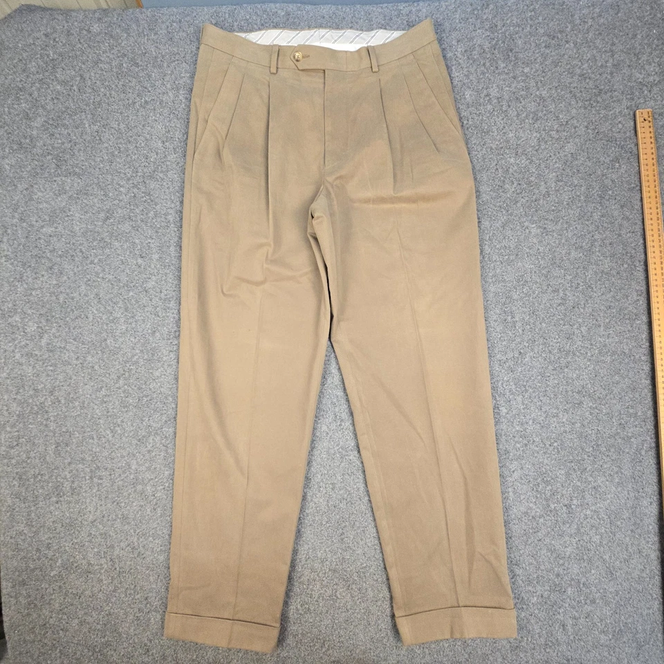 Calça masculina Ermenegildo Zegna 34 Marino & Scott Chino bainha plissada enrolada tamanho 34x31 - Imagem 2 de 4