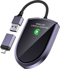 Wireless CarPlay Adapter for Apple iPhone, 2025 Upgrade Converts Wired Black