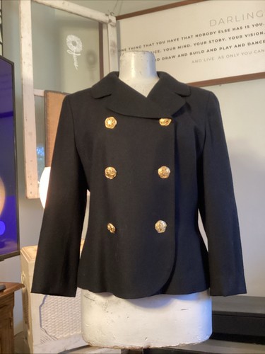 Pendleton 100% Schurwolle Blazer Sakko Gr. 10 schwarz zweireihig Goldknopf - Bild 6 von 11