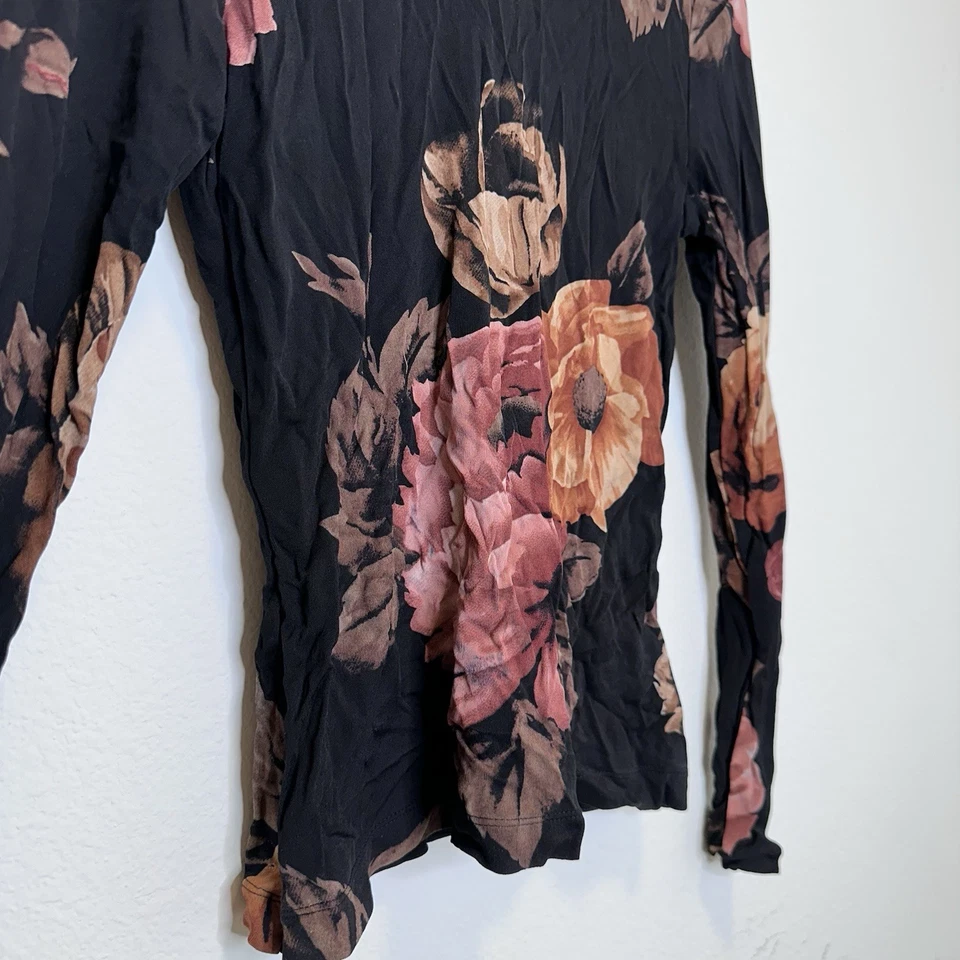 Blusa Ellen Tracy Feminina 100% Seda Floral Costas Baixas Manga Longa Romântica Tamanho 4 - Imagem 4 de 4