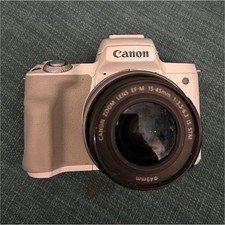 Canon EOS M50 Mirrorless Camera White with EF-M 15-45mm  EF-S 18-55mm Lenses