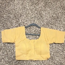 Handmade Women s Gold Cotton Blend Choli Blouse Short Sleeve Back Tie One Size