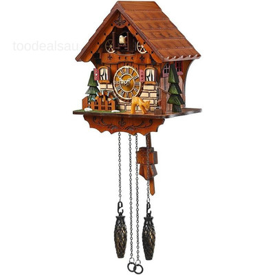 Cuckoo Clock Handcrafted Traditional 8.1 x 5.1 x 9.1 inches, Walnut