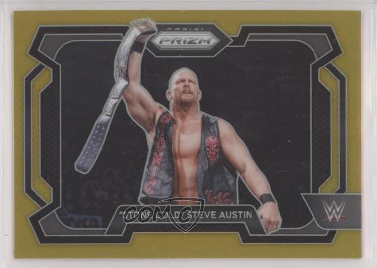 2024 Panini Prizm WWE Gold Prizm 7/10 Stone Cold Steve Austin #14 HOF