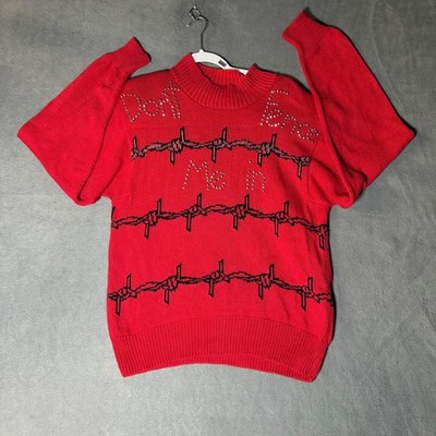 Jane Smith Aspen Sweater Womens L Fits M Red Studded Barbed Wire Y2K