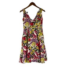 Baraschi Floral Dress Size 2 Garden Party Tank Fit Flare Designer Vintage