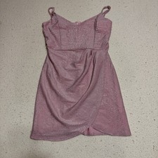Miami For Francesca’s Light Pink Sparkle Wrap Dress Large Sleeveless Party Night