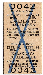 Bahnticket: South Australia: Adelaide & Balaklava Show September 1955