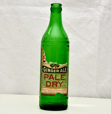 VTG Cloverdale Ginger Ale Bottle, Partial Paper Label & Clover Embossed on Btm.