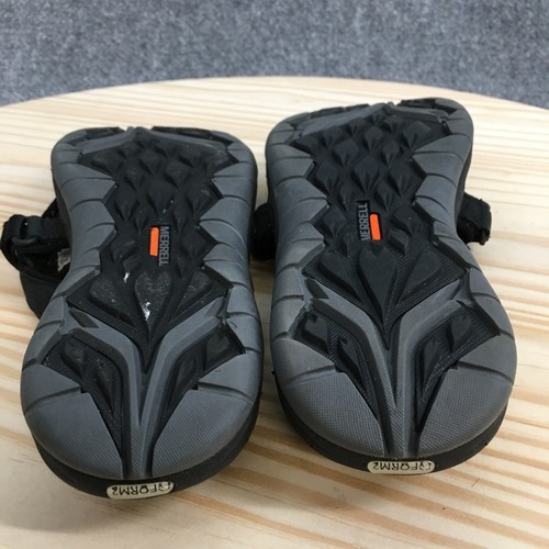 Merrell Sandals Womens 7 Flip Flop Black Leather Slip On Open Toe Flats J37496 - Picture 15 of 19