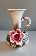 Capodimonte vintage vase „Rote Rose“, 19,5 x 13 cm, Italien Top Zustand👍