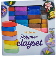 Polymer Knete Modellierton Set 48 Farben Ofen Clay Modelliermasse Modellier Ton