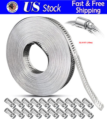 Abrazaderas de Manguera Acero Inoxidable 304 Kit Sin Fin Ajustable Bricolaje 10M