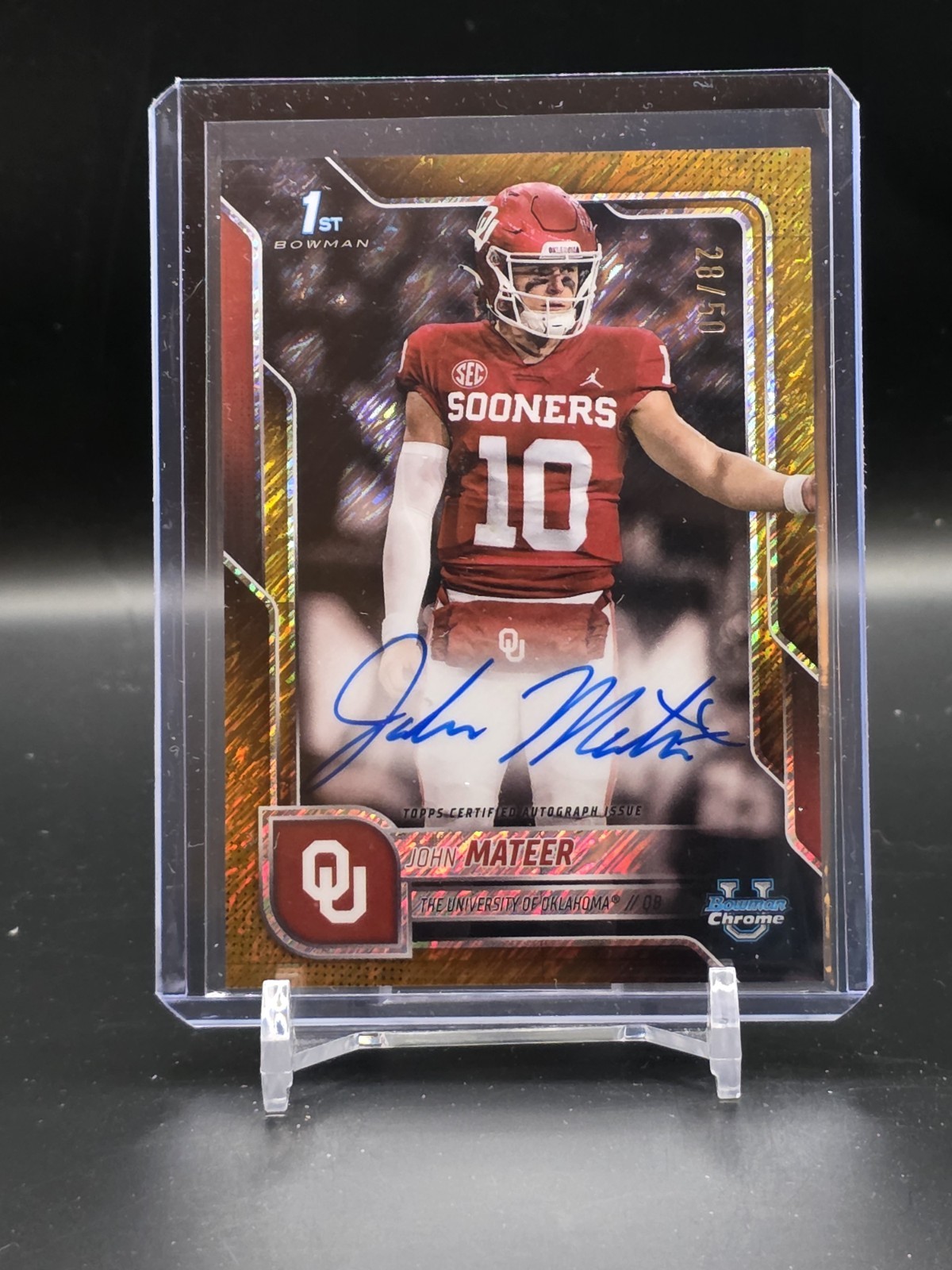 2025 Bowman Chrome U John Mateer Gold Shimmer Refractor 1st Autograph /50 SP