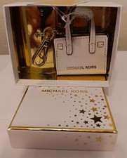 NWT Michael Kors Mini Bag Charm Key Fob Keychain Ivory New in box