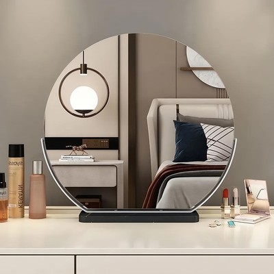 Vanity Mirror with Lights, Half Round LED Makeup Mirror with 3 Color Dimmable...