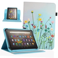 Universal 11 11.5 Inch Android Tablet Case,360 Degree Rotatable Flower Grass 08