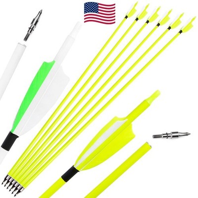 12X Archery Carbon Arrow 30'' SP500 Feather Tip Recurve CompoundBow Hunting Shoot