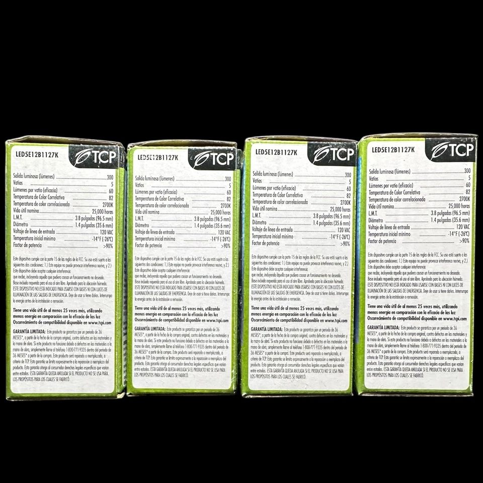 TCP Dimmable Chandelier Bulb Candelabra Base 4pk LED 5W(40W Equiv) LED5E12B1127K - Image 2 of 4