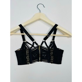 Bordelle Otto Balconette Bra Gold Hardware Underwire Luxury Bondage Size Small