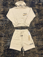 Fear of God Essentials Set Hoodie  Shorts Light Oatmeal Size: M