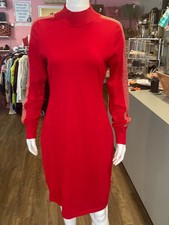 NWOT Calvin Klein Red Sweater Dress with Gold Detailing Sz:M