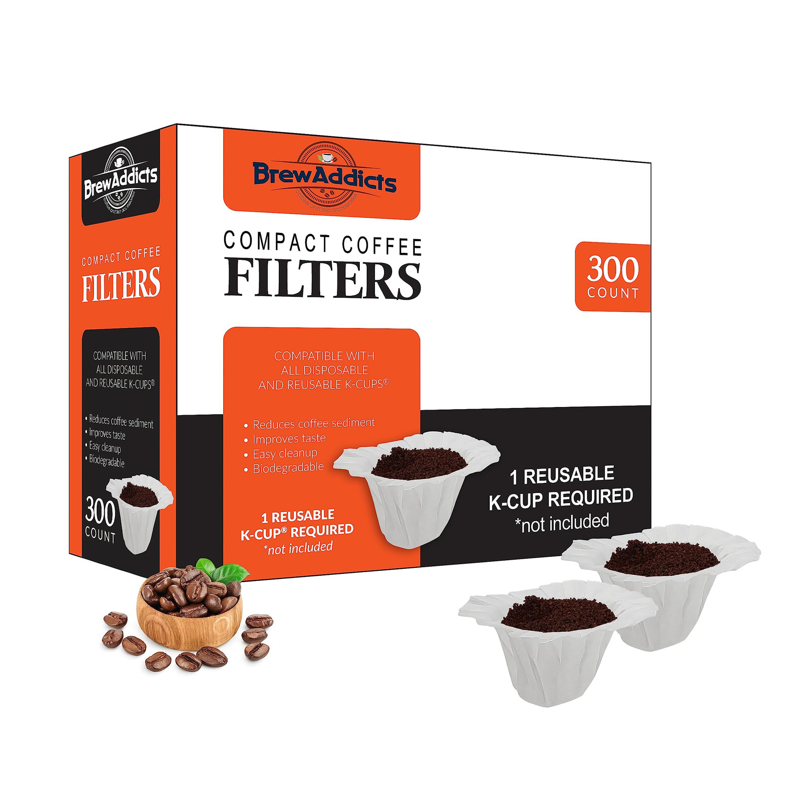 300 Single-Use Paper Coffee Filters for Keurig & Compatible Brewers