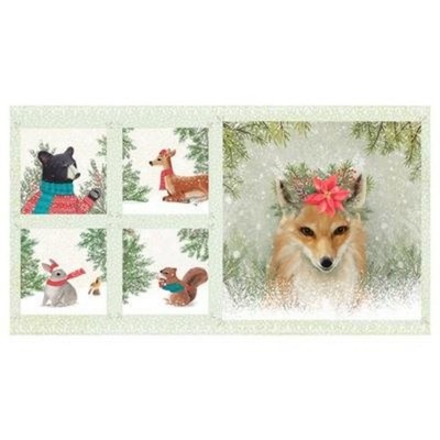 Enchanted Woodland Christmas Cotton Fabric Blocks Clothworks 23 by 44 