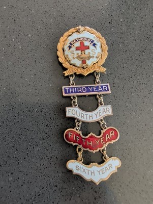 Vntg Methodist Sunday School Pin Second Third Fourth Fifth Sixth Year Charm U11