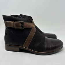 Naot Ankle Boots Womens Size 7 7.5 EU 38 Boreas Brown Leather Buckle Walnut