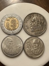 1977 & 1984 One Peso 1999 $5 Mexico VG Old Antique Mexican Foreign World Coins