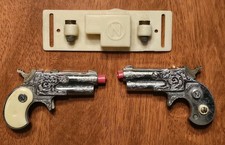 Nichols 1950's Set of 2 Dyna-Mite Childs Derringer Cap Gun Toy Plastic Holster