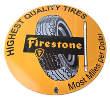 Vintage Firestone Tires Porcelain Sign - Highest Quality Miles Per Dollar Sign