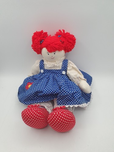 KATE FINN DOLL RED HAIR BLUE SPOTTY DRESS RAG DOLL 40CM CLOTH DOLL NURSERY