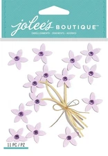 Jolee's Boutique Dimensional Stickers-Violet Jeweled Flowers - 6 Pack