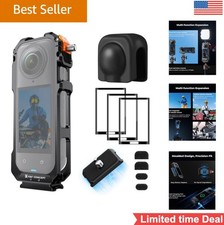 Camera Cage Kit for Insta360 X5 Aluminum Alloy Cold Shoe Mounts Vlog Filming