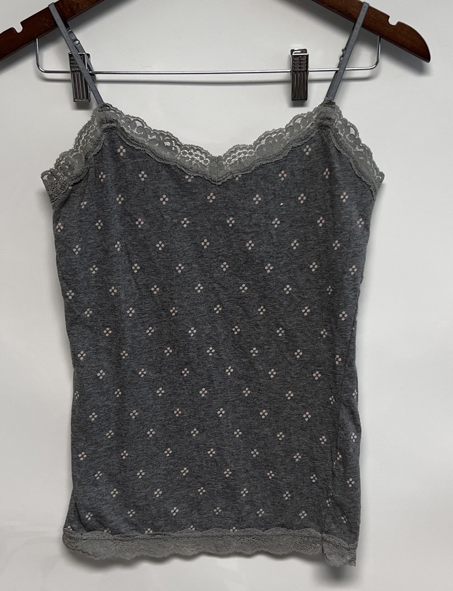 VTG Y2K Aeropostale Cami Women Medium Lace Trim Romantic Coquette Polka Dots