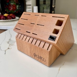CUTCO Signature 1652 Knife Block 24 Slots Honey Oak Wood Finish