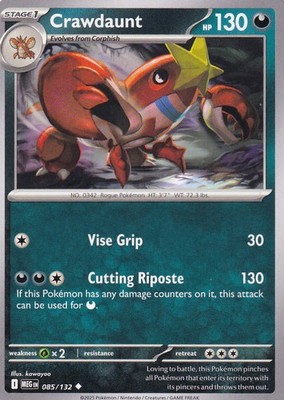 Crawdaunt Uncommon ME01: Mega Evolution 085/132 NM