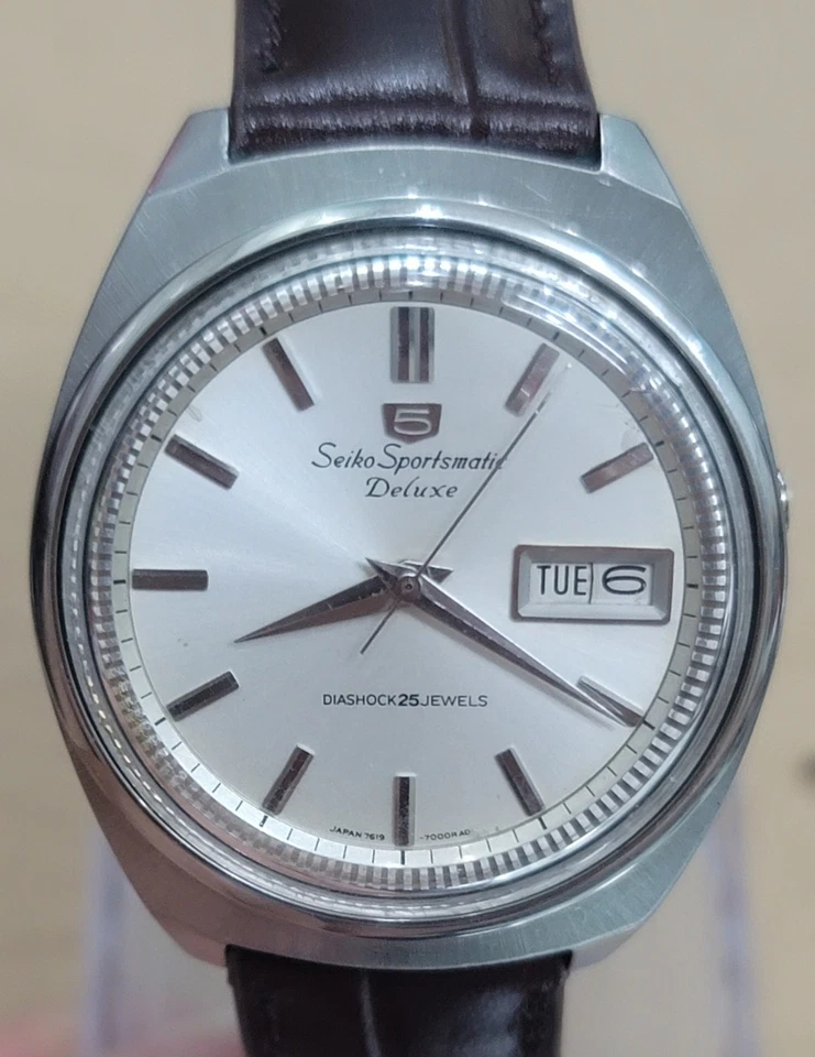 Vintage Seiko Sportsmatic Deluxe 7619 25J SS Automatic Japan Mens Watch - image 2 of 4