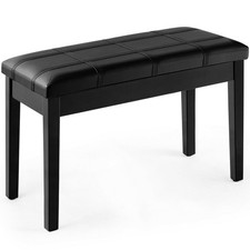 PU Leather Piano Keyboard Bench Padded Cushion Double Seat Storage