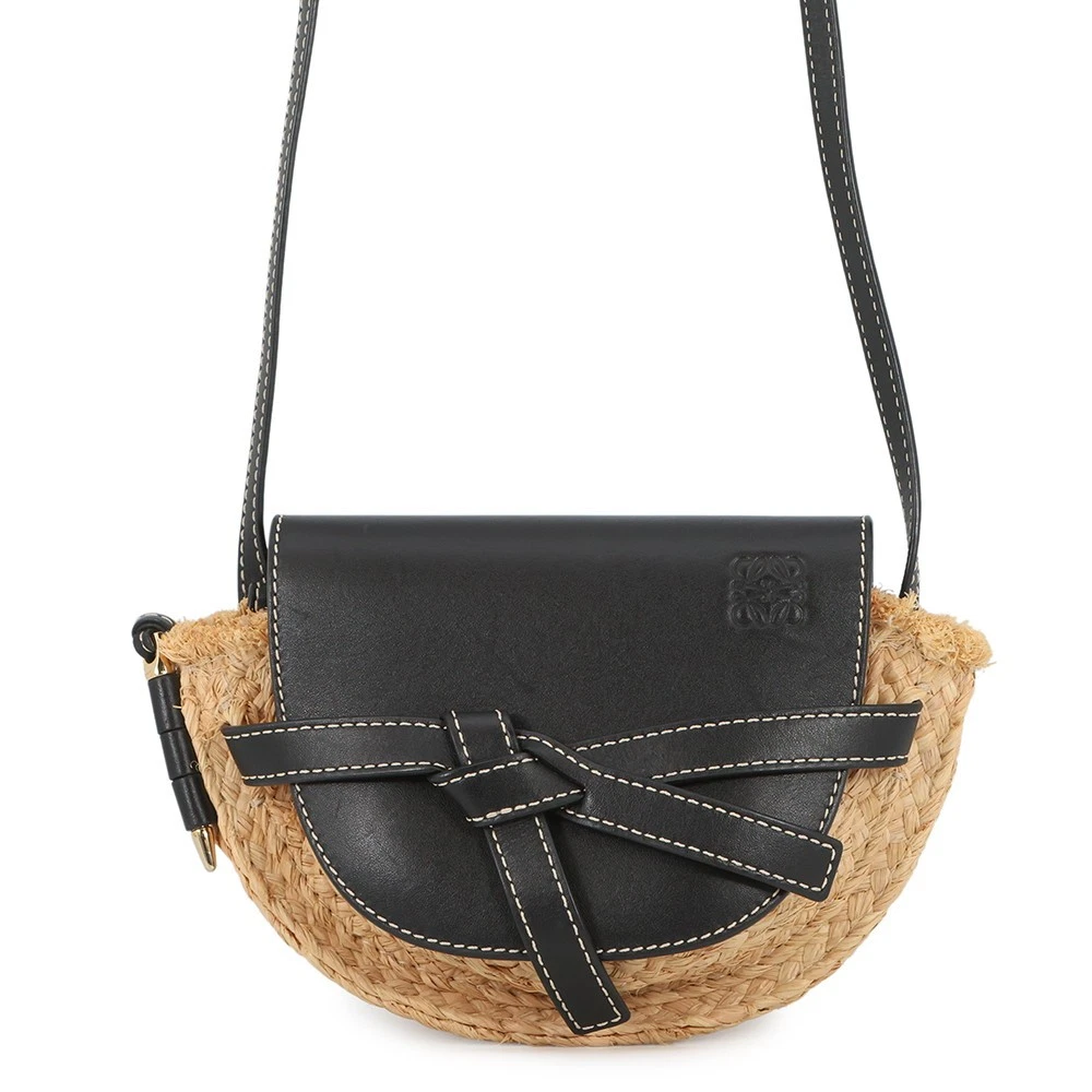 Loewe — LOEWE Gate Shoulder Bag Size Mini Raffia/Leather Black/Natural 329.13.U62