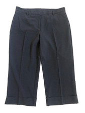 Briggs New York Size 14 35x22.5 Black Cropped Stretch Cuffed Dress Pants Women