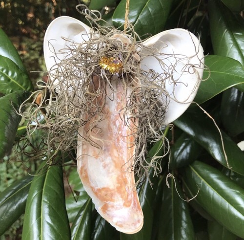 Handmade Seashell Madonna & Angel Christmas Tree Ornaments Shell Beach Decor 2pc - Picture 2 of 5