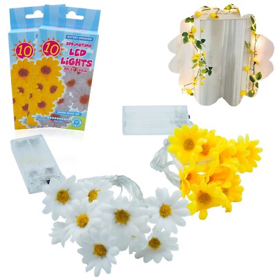 10 LED Gänseblümchen Lichterkette batteriebetrieben Kunstblumen Ostern Party Deko