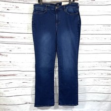 NYDJ Jeans Women  s 14 Blue Barbara Bootcut Denim Stretch Mid Rise New