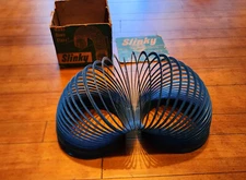 1940's Vintage Very Early James Original Slinky Toy Green Box Blue Paoli PA