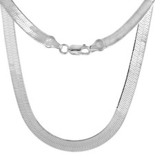 925 Sterling Silver Beveled Edges Herringbone Chain Necklace 5mm 7" to 30"